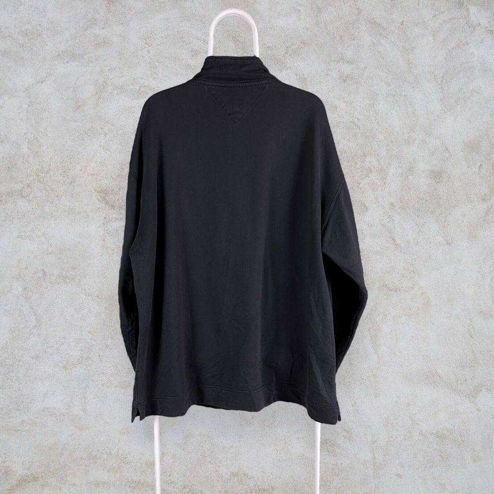 Vintage Black Tommy Hilfiger Sweatshirt 1/4 Zip Mens XL - Picture 5 of 6